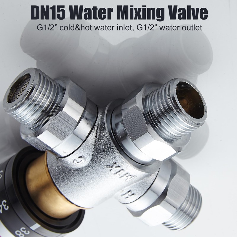 Fyeer 3-Way Thermostatic Mixing Valve, DN15 Temperature Control Bathroom Faucet