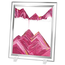 AzureLeap 3D Dynamic Sand Art Liquid Motion, Moving Sand Art Picture Square Glass 3D Deep Sea Sandscape in Motion Display Flowing Sand Frame Relaxing Desktop Home Office Work Decor (10inch-Pink)