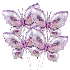 GOTPASS Purple Butterfly Balloons 4 Pcs Butterfly Foil Balloons Butterfly Themed Birthday Party Supplies Birthday Baby Shower Wedding Party Decoration