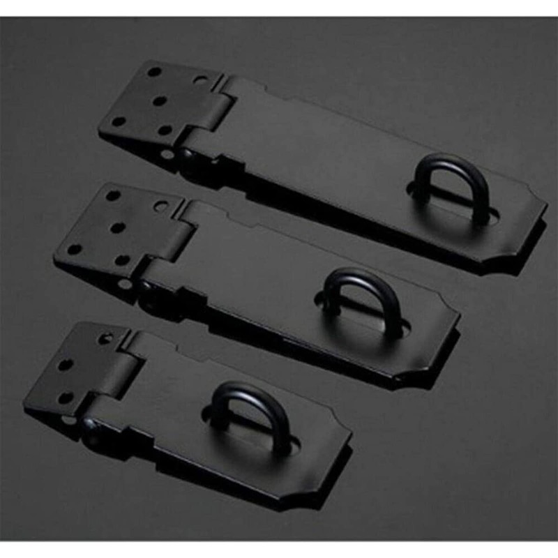 3" Black Heavy Duty Secure Door Latch Hasp and Staple