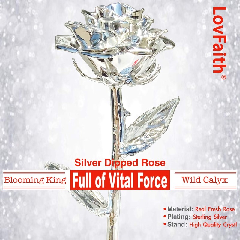 LovFaith Valentine Gift Real Rose Dipped 24K Gold with Crystal