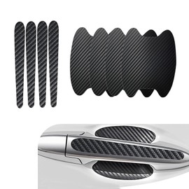 Ferianl 8PCS Car Door Handle Cup Stickers, Carbon Fiber Anti Scratch Car Door Handle Scratch Protector, Non-Marking Vehicle Bowl Protector Sticker, Universal for Most Vehicle (Black)