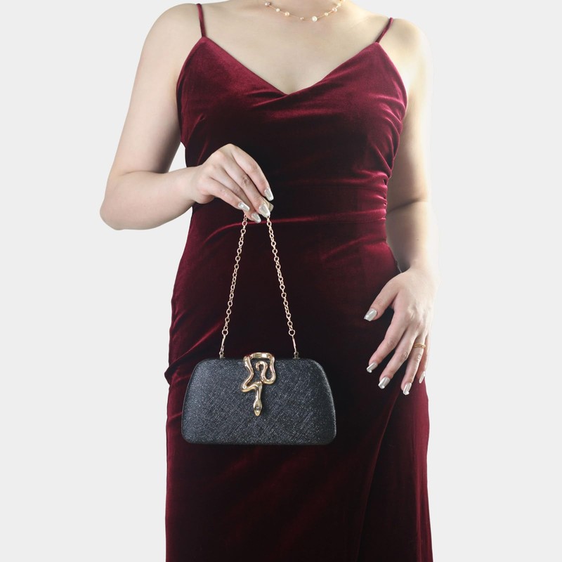 HuiYStar Women Sparkle Clutch Evening Handbags with Snake Clasp for