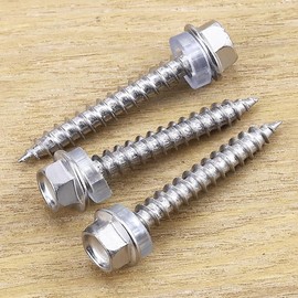 #12 x 1-1/2" Hex Head Self Tapping Screws for Wood Fiberboard, 410 Stainless Steel, Hexagon Head Quick Self Tapping Screws, 50 PCS, with Hex BIt
