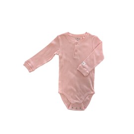 Tiny One Baby Bodysuit Long Sleeve Set of 2 Unisex Basic Organic Cotton GOTS 0-18 Months, Cream white / peach