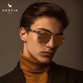 CARFIA Retro Cool Acetate Polarized Sunglasses for Men UV Protection, Outdoor Fashion Driving Eyewears Male Square Sunnies