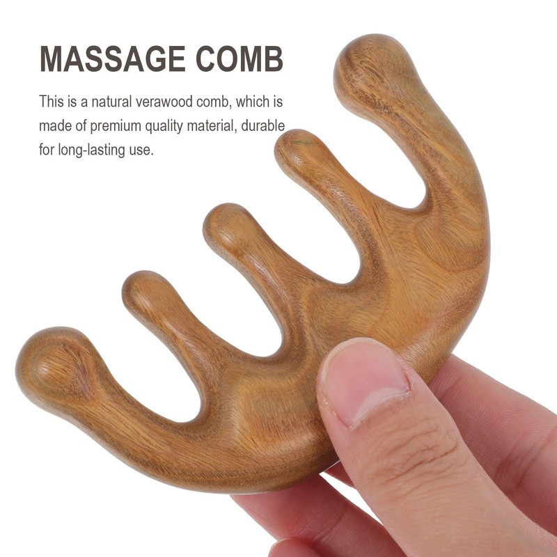 Doitool Massage Comb Made of Light Brown Wood for Head