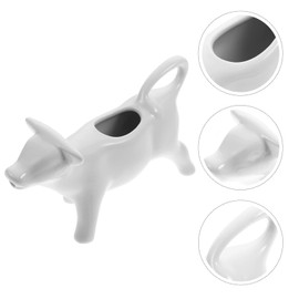 HEMOTON Ceramic Milk Jug with Handle Creative Cow Shaped Drink Dispenser Coffee Cream Dispenser White Small Coffee Milk Creamer Jug for Kitchen Coffee Tea 40 ml