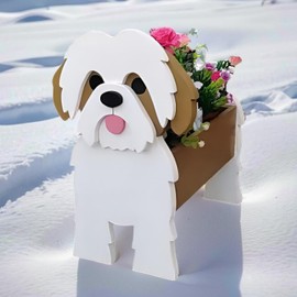 Shih tzu Planter,Dog Planter Plant Pots, Animal Shaped Planter Pot, Premium Garden Succulent Plant Pots Cute Dog Design, Storage Container Dog Planters for Outdoor Plants