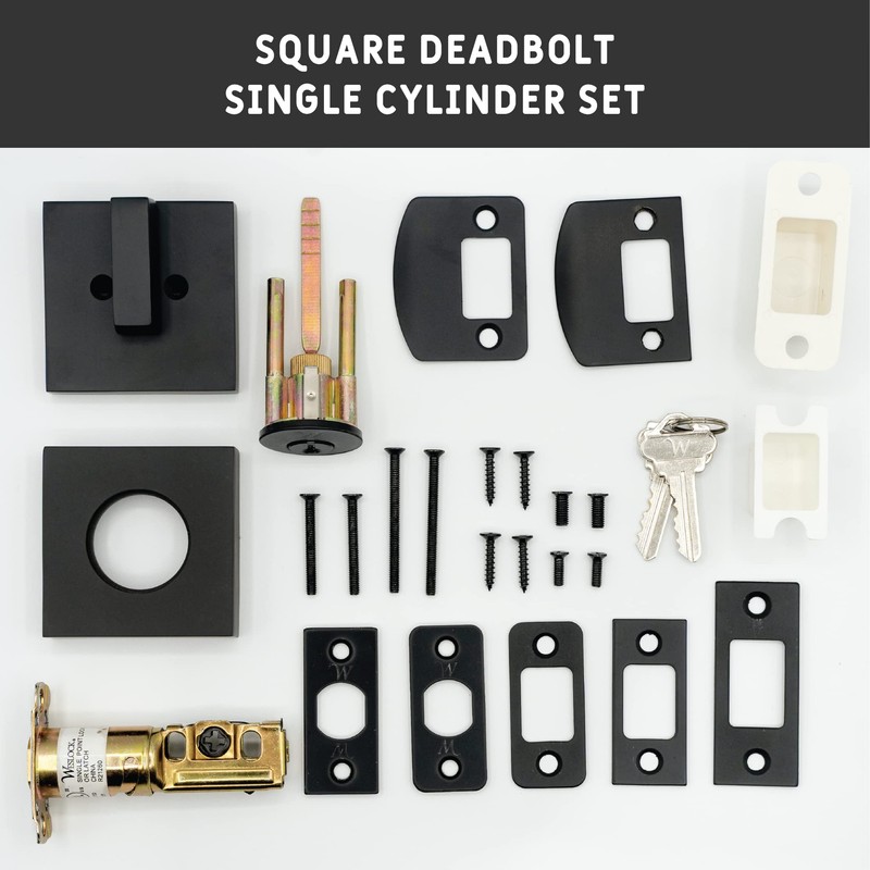 Weslock Square Deadbolt Matte Black Single Cylinder (1)