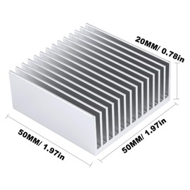 4PCS 50mm Aluminum Heatsink Kit 50x50x20mm/ 1.57" (L) x 1.57"(W) x 0.79"(H) Heat Sink Cooler for GPU CPU Peltier Plate Module Router Amplifier Led Chipset Heat Radiator Cooling Fin (Sliver)