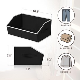 Homsorout Storage Baskets for Shelves - Trapezoid Cube Storage Organizer Bins, Decorative Storage Baskets with Handles, Large Shelves Organizer for Home, Office, Dorm, Black, 4 Pack