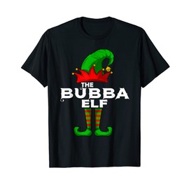 BUBBA Elf Family Christmas Group Matching PJ Gift T-Shirt, black