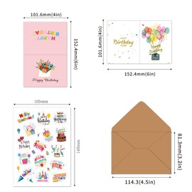 20 Pack Unique Birthday Cards with Envelopes & Stickers | 4x6 Inches Blank Happy Birthday Cards Assortment in Bulk for Family, Kids, Friends, Work & Office Celebrations