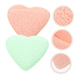 SAFIGLE 2Pcs Facial Exfoliating Sponges Gentle Cleansing Pads for Smooth Complexion Makeup Removal Pore Cleansing for Daily Skin Care Routine Heart Heart