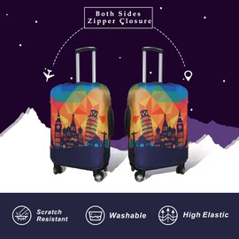 Explore Land Travel Luggage Cover Suitcase Protector Fits 31-32 Inch Luggage (Modern City, XL)