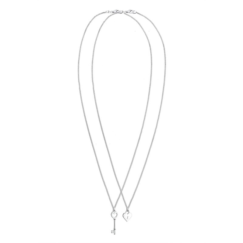 Elli Necklace Partner Chain Key Heart 925 Sterling Silver, Facet