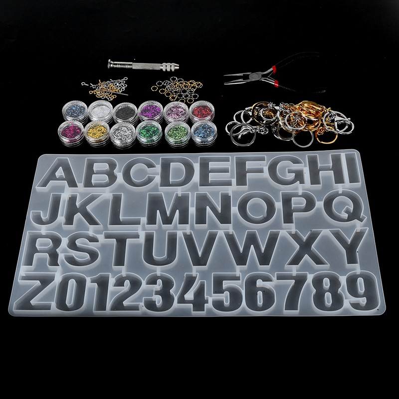 Crystal Epoxy Mold Kit DIY Alphabet Number Silicone Mould Necklace