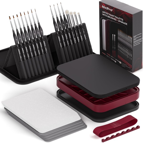 Nicpro Professional Miniature Painting Kit, Stay Wet Palette & 16PCS