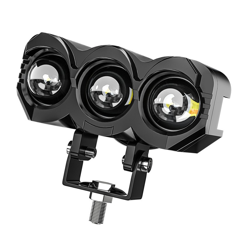 2pcs Motorcycle LED Spotlight White Yellow Dual Light Aluminum IP68