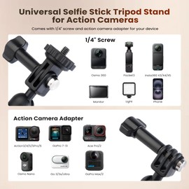 Walking Way 40cm/15.75" Extendable Tripod, Mini Portable Selfie Stick for DJI Osmo Action 6/5 Pro/Pocket 3/Xtra Muse, GoPro Hero 13/12/11/10/Max, Insta360 X5/Ace Pro 2, Stable Stand, Vlog Handle Grip
