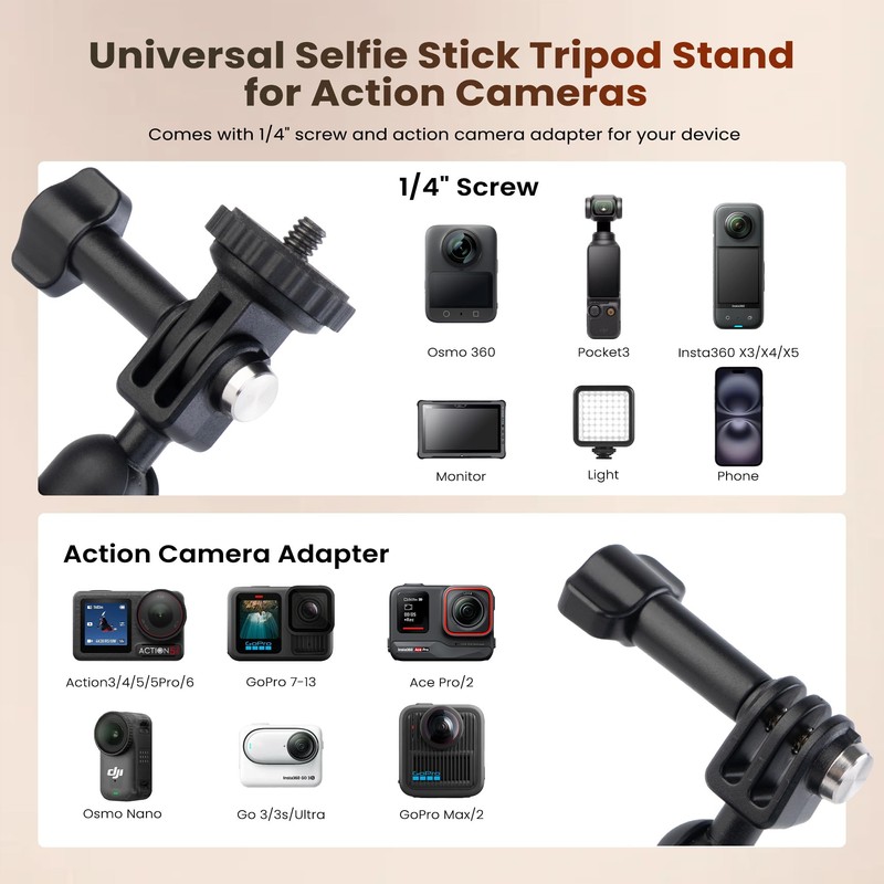 Walking Way 40cm/15.75" Extendable Tripod, Mini Portable Selfie Stick for