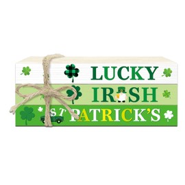 3 Pcs St Patricks Day Table Decor, Irish Lucky Wooden Block Decorative, St Patrick's Day Shamrock Tiered Tray Decor, Saint Patricks Day Decorations for Irish Home Irish Pub Farmhouse Shelf Decor, 08