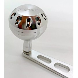 FTDK/FT Custom Power Handle 4'' blank And FTDK 47mm Knob Fit Penn 500 505 112 140 Fishing Reel - Silver