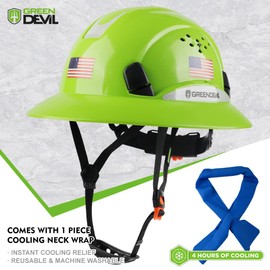 Full Brim Hard Hat Vented Construction Safety Helmet OSHA Approved Cascos De Construccion Work Hardhats with Cooling Towel for Men&Women 6 Point Adjustable Ratchet Suspension