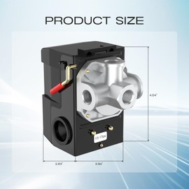 Air Compressor Pressure Switch, cnaodun 135-175 PSI 26A Air Compressor Switch 1/4 NPT Thread Four-port Pressure Switch for Air Compressor Pressure Regulator Switch for Air Compressor
