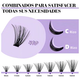 Kit de Pestañas Postizas B&Qaugen 40D con Curvatura D para Extensiones DIY