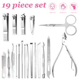 MXTIMWAN 19-Piece Nail Set Manicure Set, Nail Scissors Set, Nail Care Set for Pedicure, Piece Manicure Pedicure Set, Nail Clippers Set, Nail Set with Case, Beauty Nail Care Kit for Home, Travel