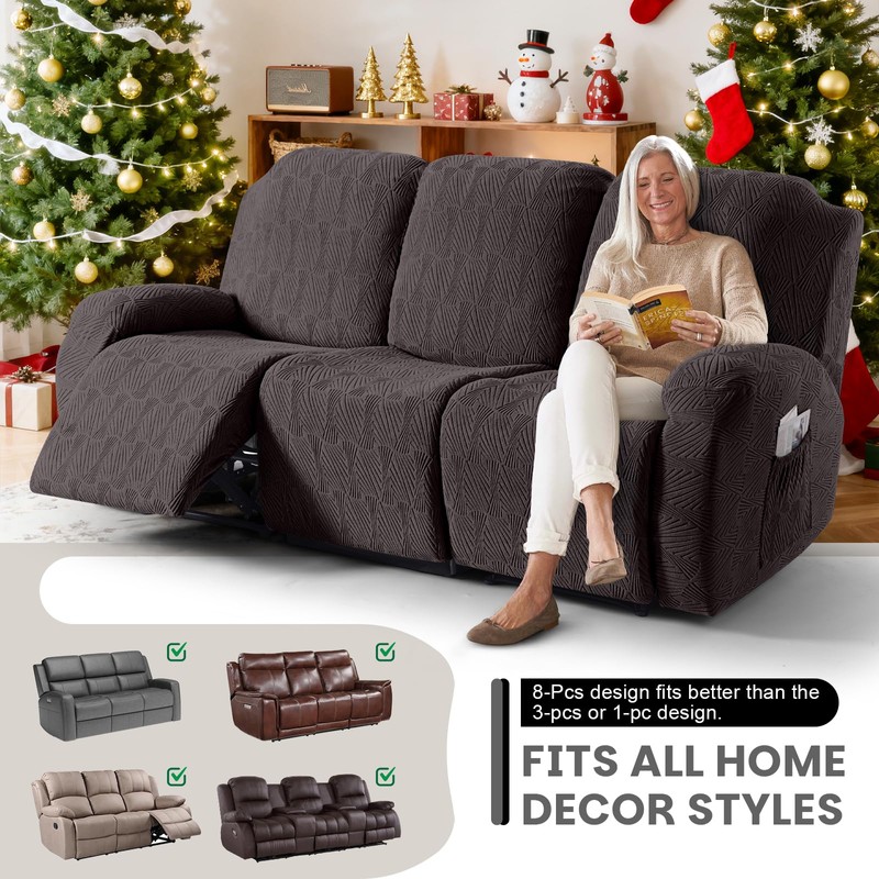 VANSOFY Recliner Sofa Covers, 8-Pieces Stretch Recliner Couch Cover Soft