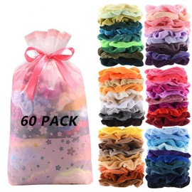 60 Piezas Scrunchies Velvet Elástico Hair Para El Cabello Velvet Elastic Hair Bands Lazos Elásticos De 60 Colores Para Mujeres o Niñas