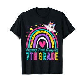 Happy First Day Of 7th Grade Unicorn Back To School Girls T-Shirt