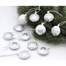 Home Interieur Set of 12 Lilienburg Christmas Tree Decorations Pendants Metal White Decoration - DY