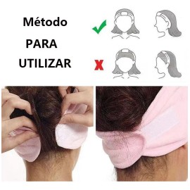 Facial Spa Diadema Maquillaje Cinta Mágica Cabello 6 Pza Blanco Rosa Morado                                                                           