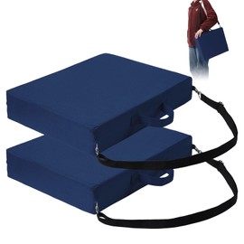 Rasugarlary Stadium Seat Cushions 2 Pcs, 3.15" Thick Bleacher Cushion with Handle & Zipper Design, Portable Seat Pads for Outdoor Sports Events, Navy