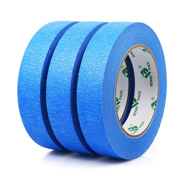 BOMEI PACK Painters Blue Masking Tape 3 Rolls 24mm x