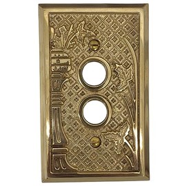 Victorian Style Single Gang Push Button Switch Cover Plate Cast Thick Brass
