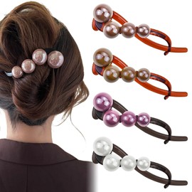 8PCS Pearl Banana Clips French Twist Hair Pin, Elegance Hair Clip Fashion Hair Accessories for Women and Girls
