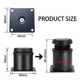 Furniture Feet Pack of 4 - Metal Feet, 5 cm Black Furniture Feet, Round Furniture Feet for Sofa, Cabinet, Cabinet, TV Cabinet