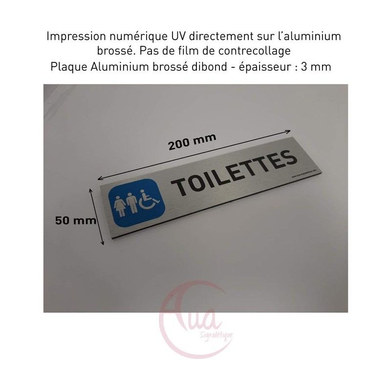 AUA SIGNALETIQUE - Plaque Aluminium brossé imprimé AluSign DARK -