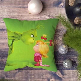 Merry Christmas Throw Pillow Covers 18x18 Welcome to Whoville Winter Holiday Birthday Party Decoration for Home Bed Couch Sofa -Set of 4