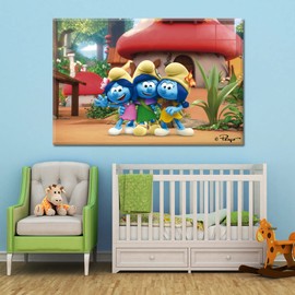 EGD Acrylic Wall Frame The Smurfs | Modern Interior Design | Acrylic Wall Art | The Smurfs Picture Fame | Multiple Size and Wood Support Options