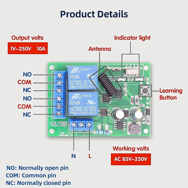 DieseRC 433Mhz RF Wireless Remote Control Switch AC 220V 230V