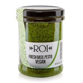 ROI Vegan Pesto Sauce - Fresh Ligurian Basil Pesto Made of Genovese DOP Basil and EVOO, Gluten Free, Keto Friendly, Non-GMO, Made In Italy - 6.3 oz (180 g) - Pack of 1