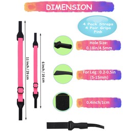 AURAADORN Kids Glasses Strap for Boys, 4 Pack Toddler Glasses Strap for Kids(6.5-10"),4 Pair Eye Glass Ear Gripper-Eyeglass Ear Grips (4-Pack Pink)