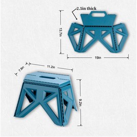 X-Haoware 9.2" Blue Collapsible Step Stool - Non-Slip, Hold Up to 300 lbs, Portable Plastic Footstool with Handle | Easy Fold/Open Design for Kitchen, Bathroom, Camping & Home Use, 1 Piece