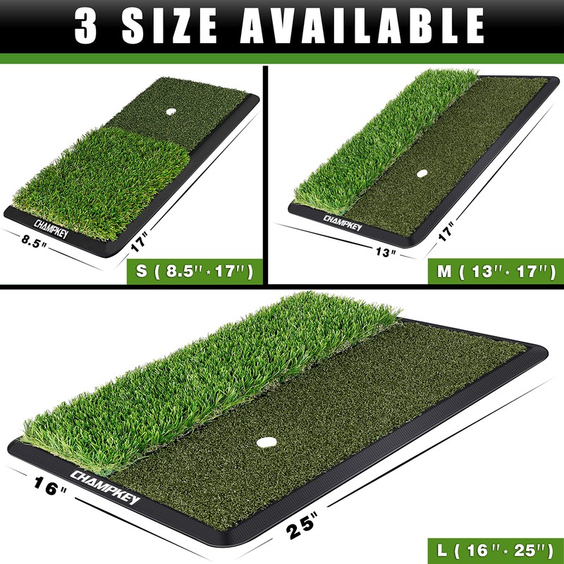 CHAMPKEY Dual-Turf Golf Hitting Mat | Come with 9 Golf